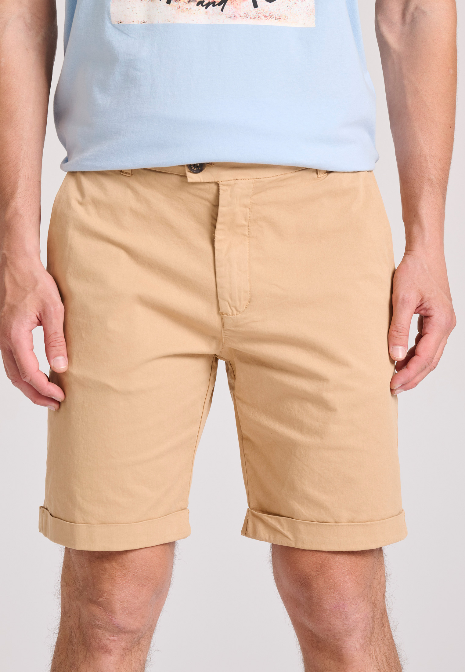 Garment dyed chino βερμούδα με ρεβέρ