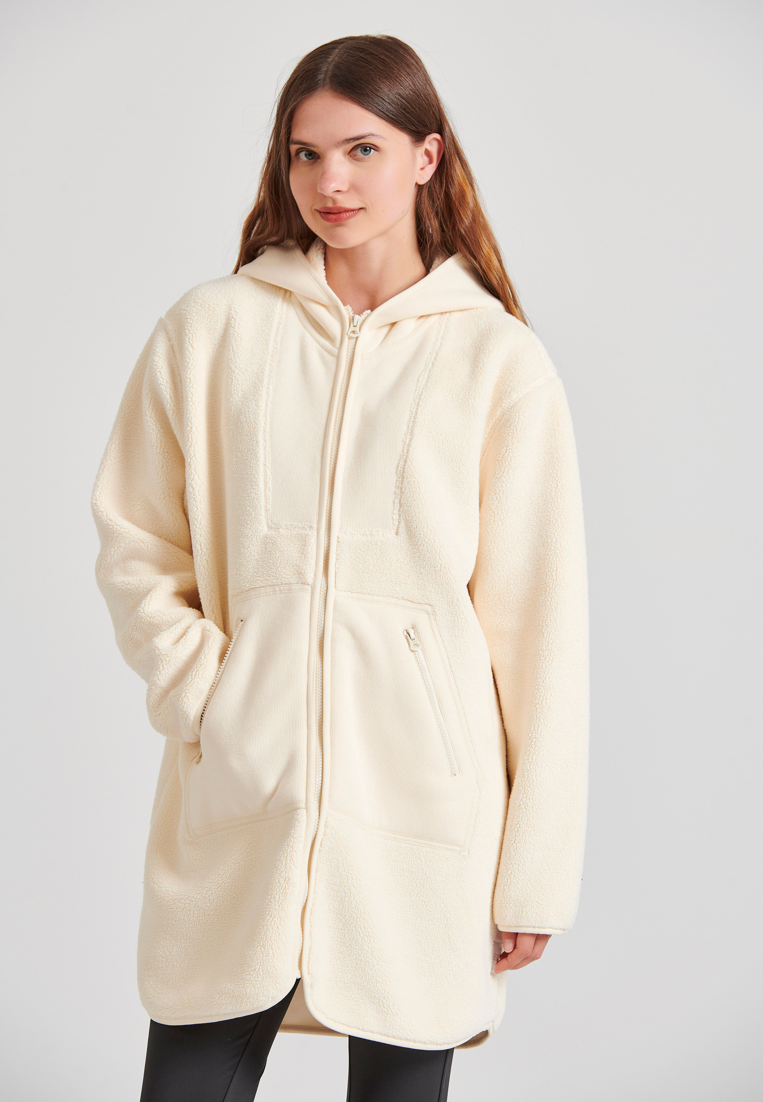 Μακριά fleece oversized γυναικεία φούτερ ζεκέτα
