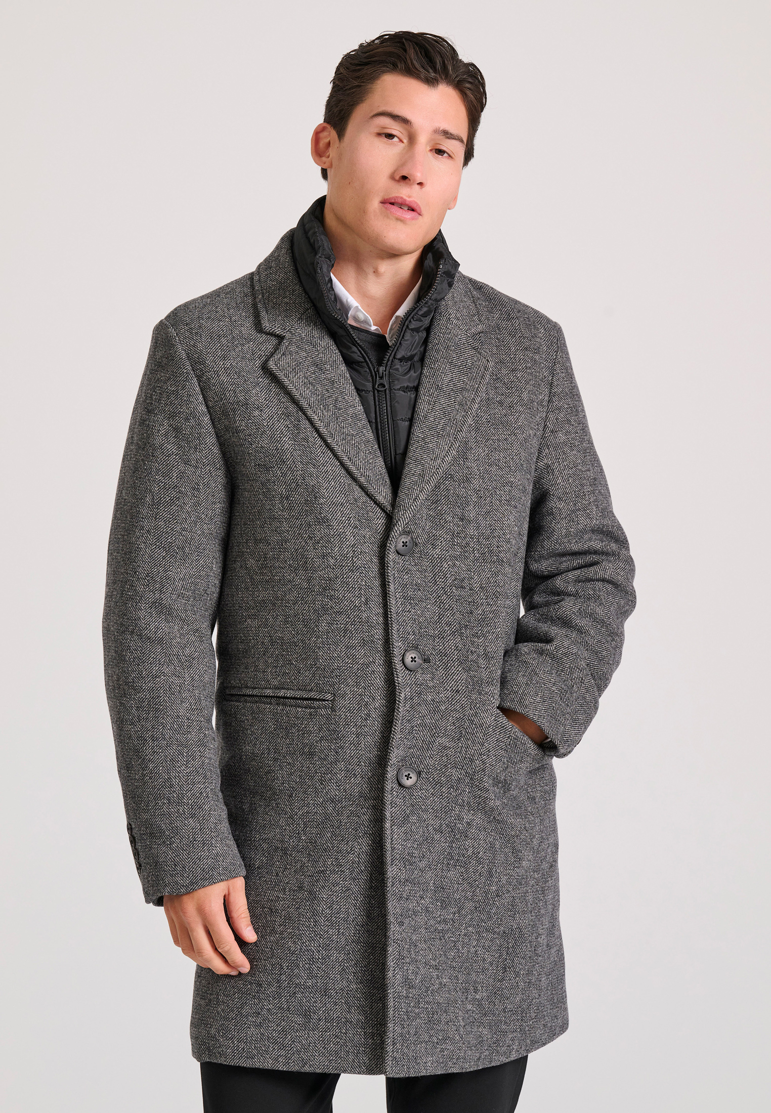 Ανδρικό wool blend παλτό με εσωτερική επένδυση