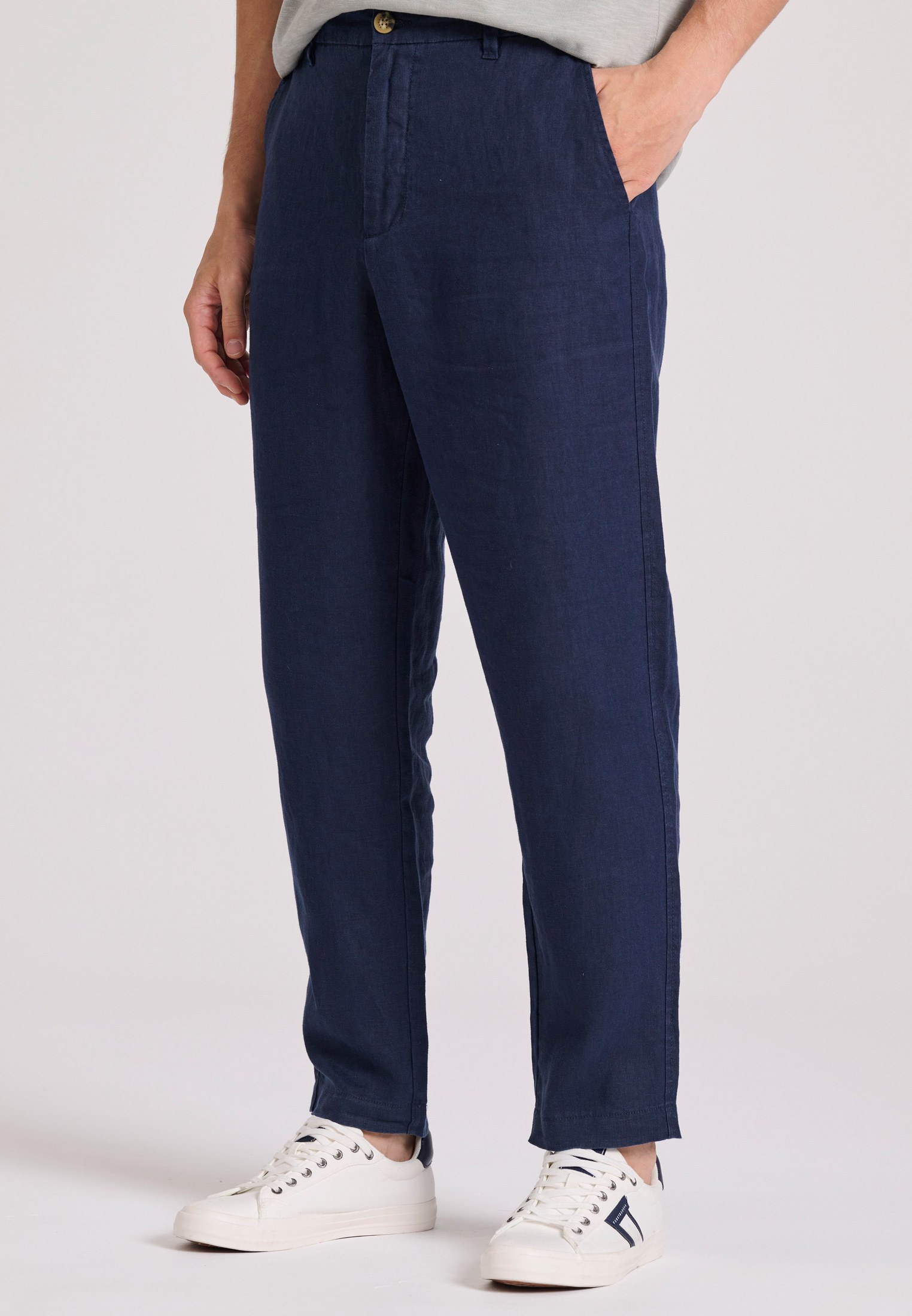 Linen blend casual chino παντελόνι