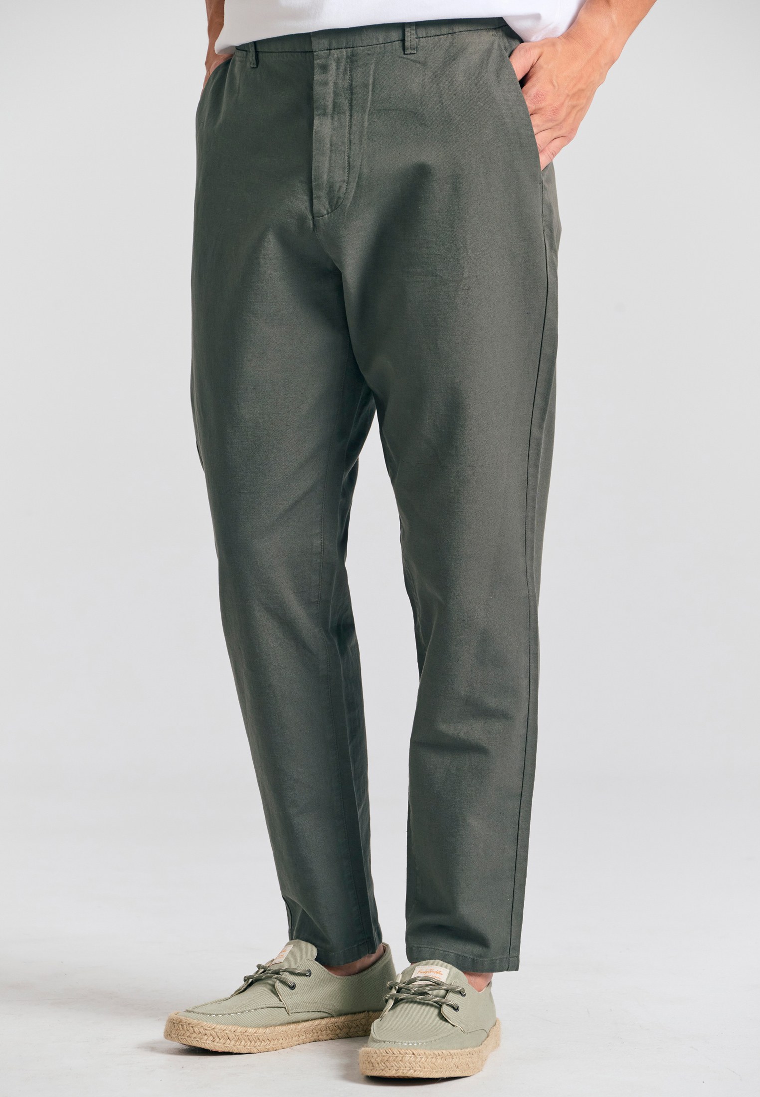 Comfort fit linen blend chino παντελόνι
