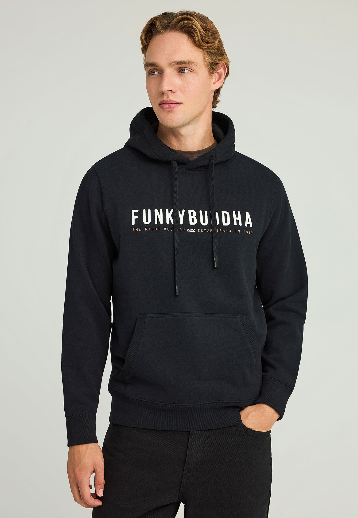 Regular fit φούτερ με κουκούλα και Funky Buddha κέντημα