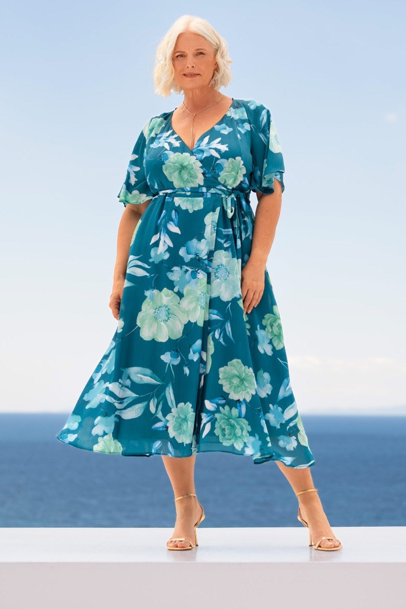 Κρουαζέ midi φόρεμα με floral μοτίβο