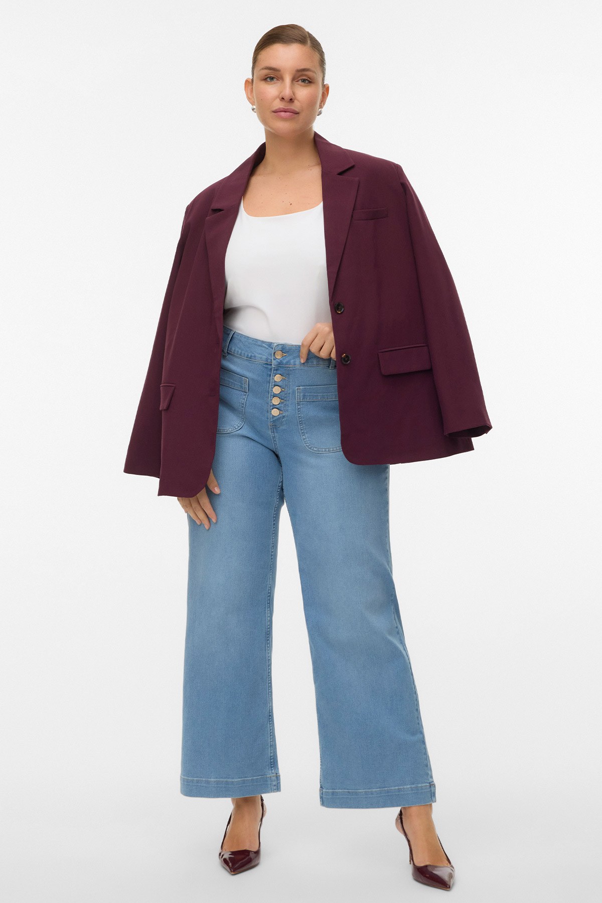Τζιν παντελόνι high-rise cropped kick flare fit με κουμπιά VERO MODA