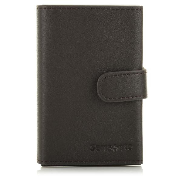 Slide-Up Δερμάτινη Καρτοθήκη-Πορτοφολάκι Samsonite Alu Fit 202 - Slide-Up Wallet RFID 133890-1251 Dark Brown