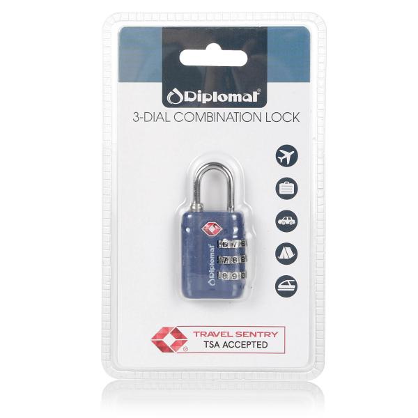 TSA Κλειδαριά με 3ψήφιο συνδυασμό Diplomat Accessories Collection ACLOCK3 Μπλε
