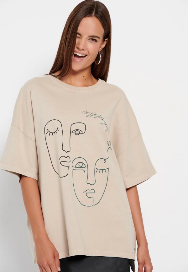 Oversized garment dyed t-shirt με τύπωμα