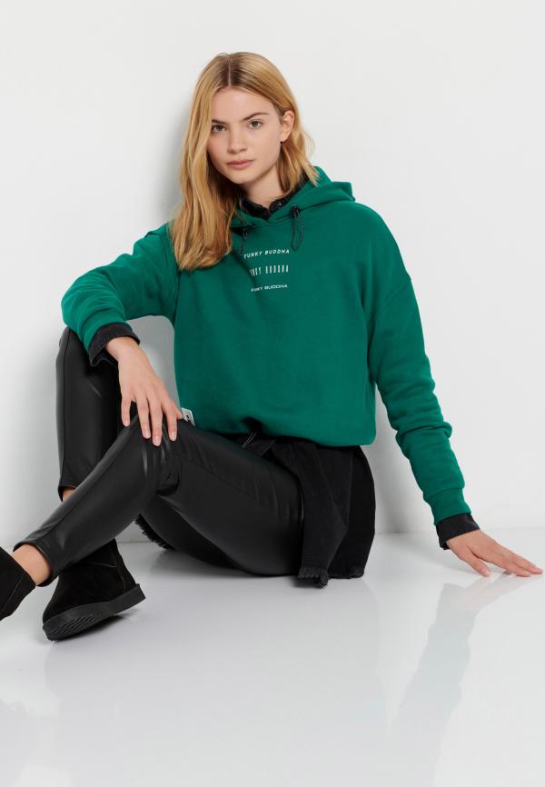 Oversized φούτερ με κουκούλα και τύπωμα στο στήθος