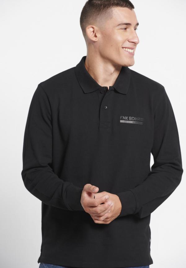 Μακρυμάνικη πόλο μπλούζα με κέντημα στο στήθος