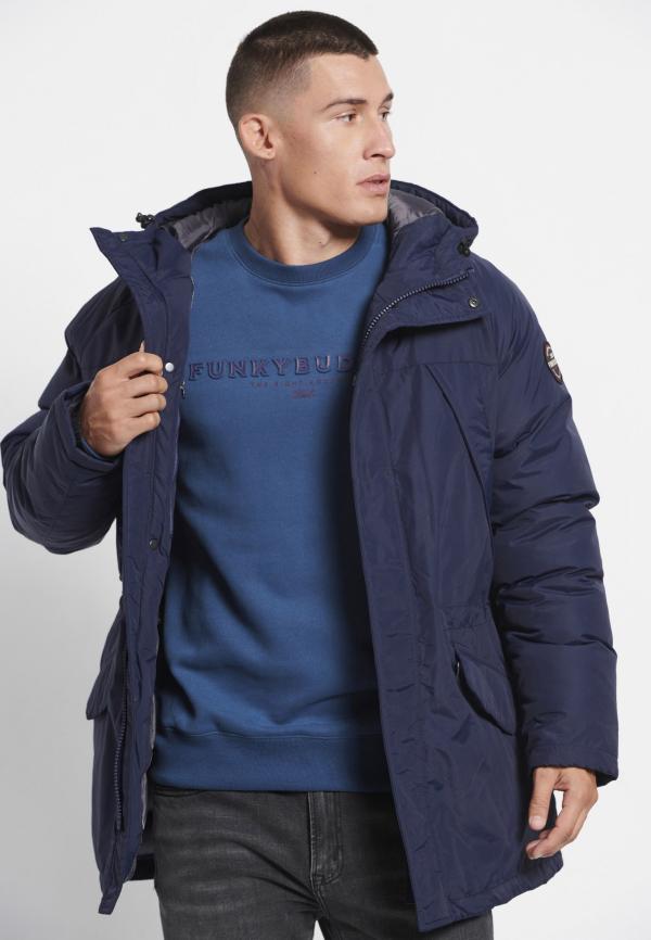 Ανδρικό puffer παρκά με κουκούλα