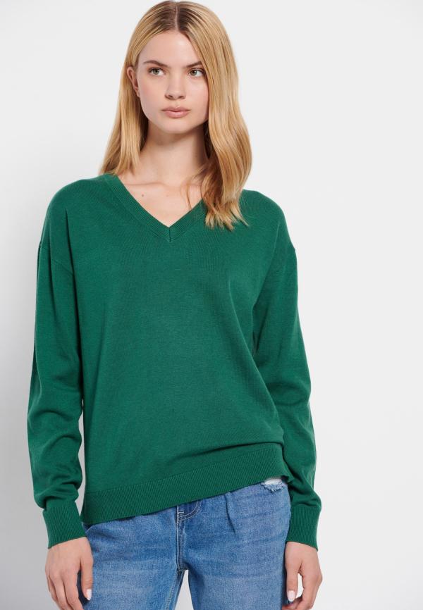 Πλεκτή μπλούζα με V λαιμόκοψη