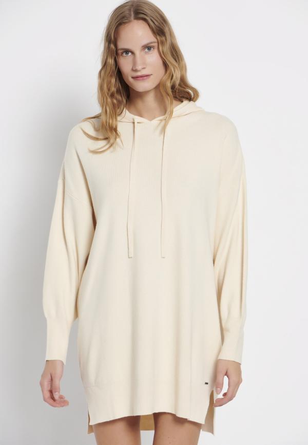 Relaxed fit μίνι πλεκτό φόρεμα με κουκούλα