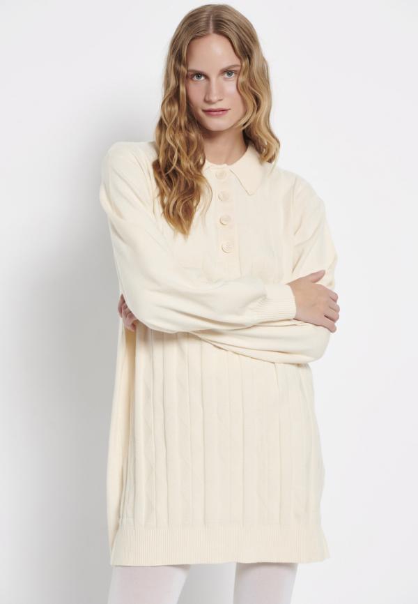 Relaxed cable knit μίνι φόρεμα