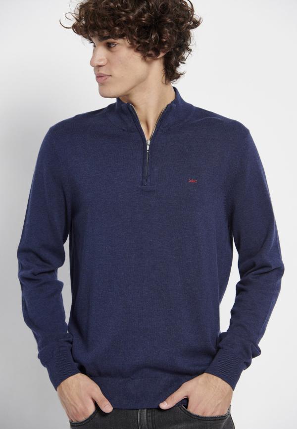 Πλεκτό πουλόβερ με φερμουάρ στο λαιμό