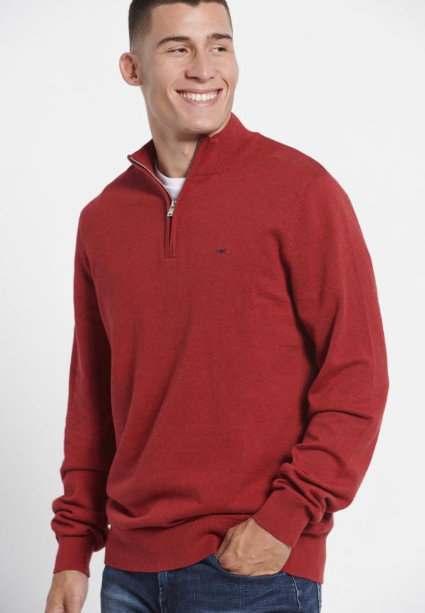 Πλεκτό πουλόβερ με φερμουάρ στο λαιμό