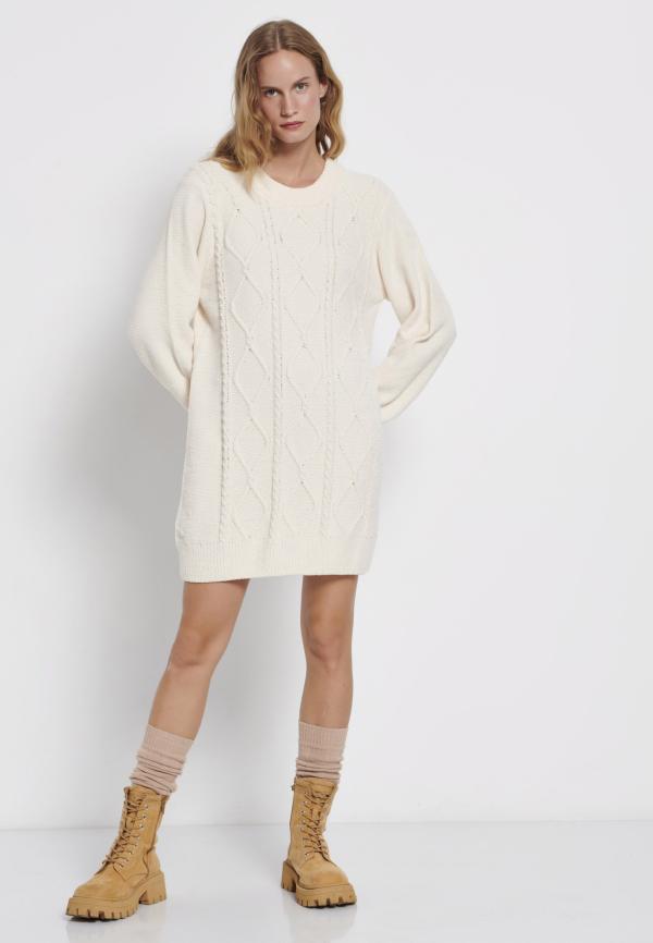 Cable knit σενίλ μίνι φόρεμα