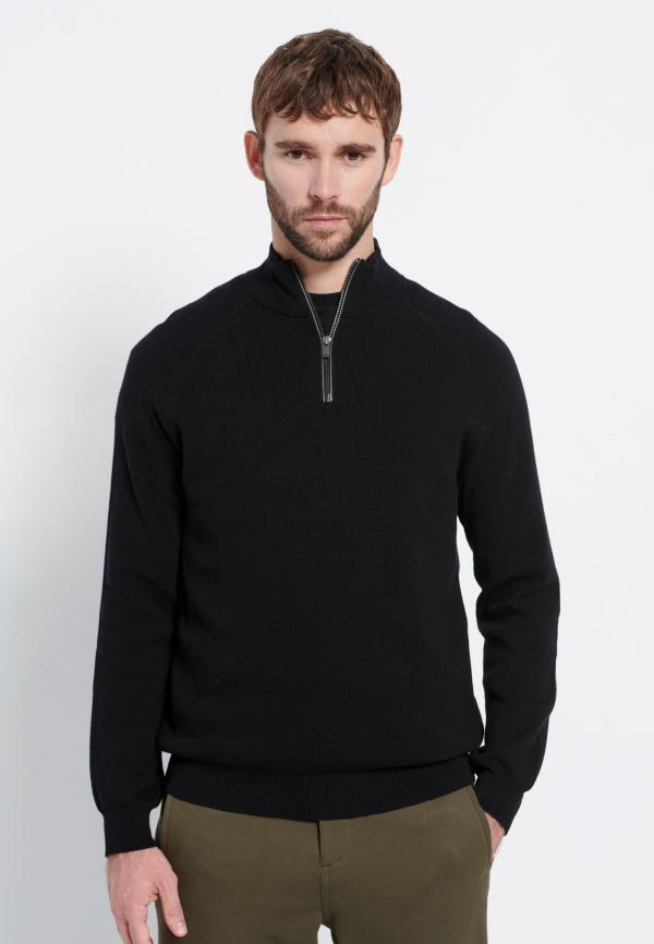 Half-zip πλεκτή μπλούζα Marron