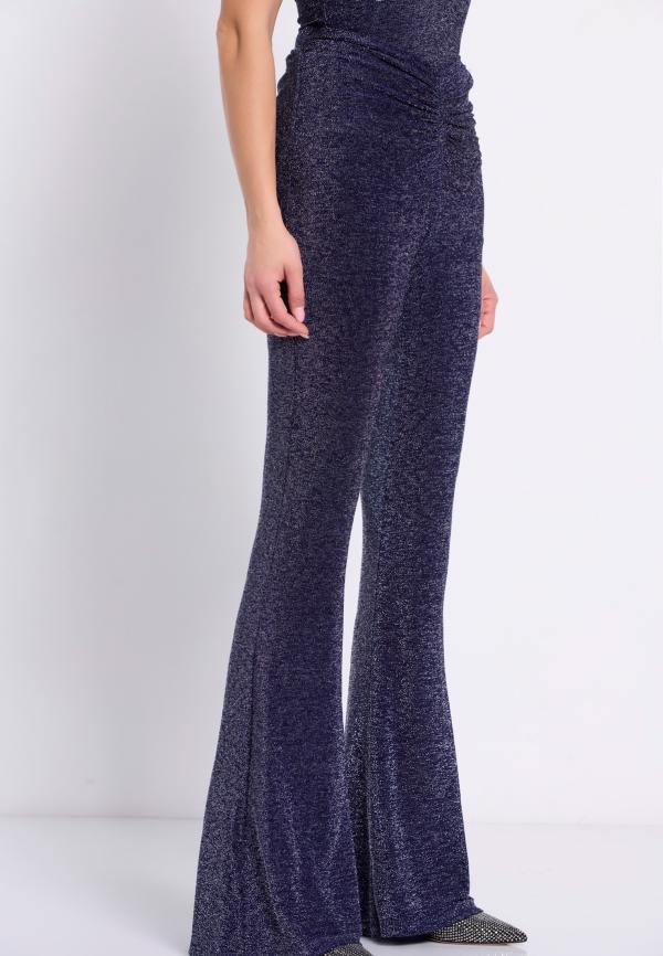 Flare fit παντελόνι με μεταλλιζέ νήμα