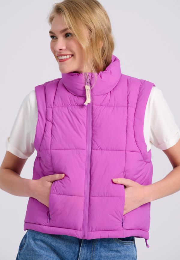 Γυναικείο cropped αμάνικο μπουφάν