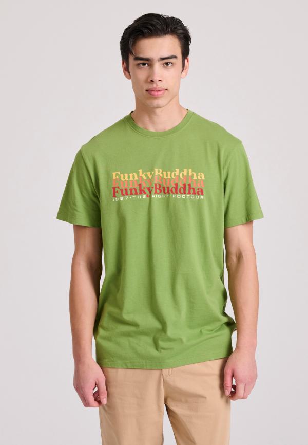 T-shirt με colorblock branded τύπωμα