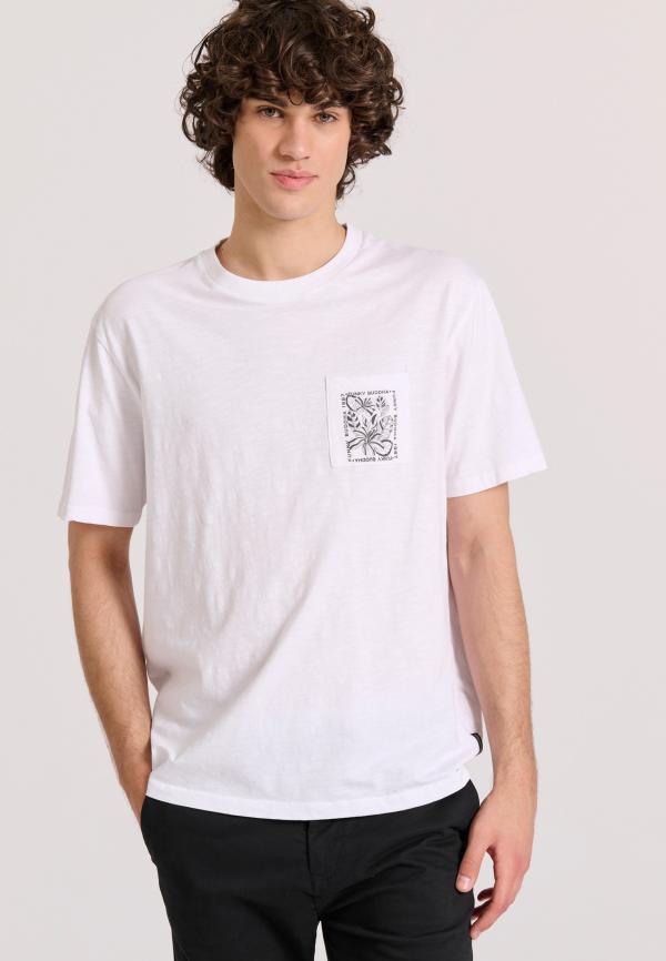 Relaxed fit t-shirt με tropical τύπωμα στην πλάτη