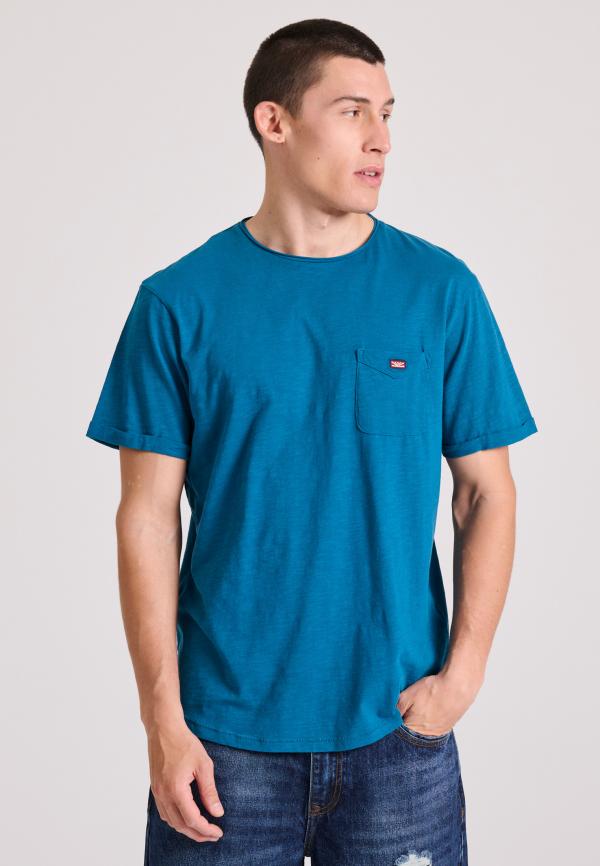 Βαμβακερό t-shirt με τσέπη στο στήθος