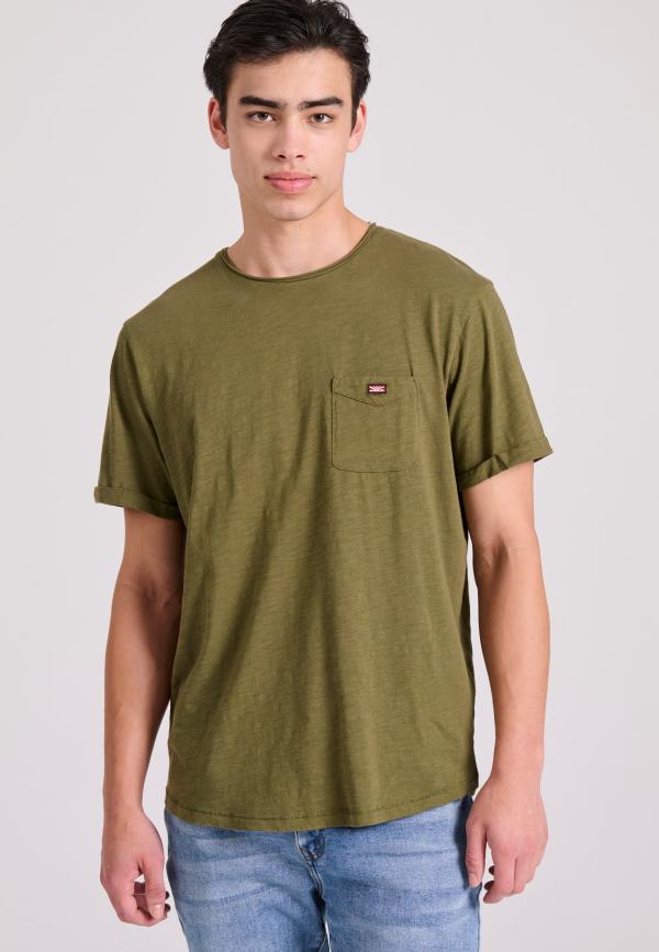 Βαμβακερό t-shirt με τσέπη στο στήθος