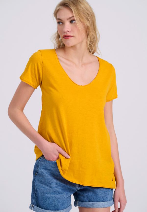 Γυναικείο V-neck μονόχρωμο t-shirt - The essentials