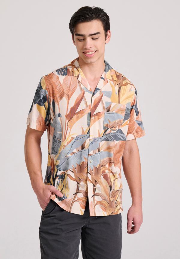 Relaxed fit resort πουκάμισο με all over τύπωμα