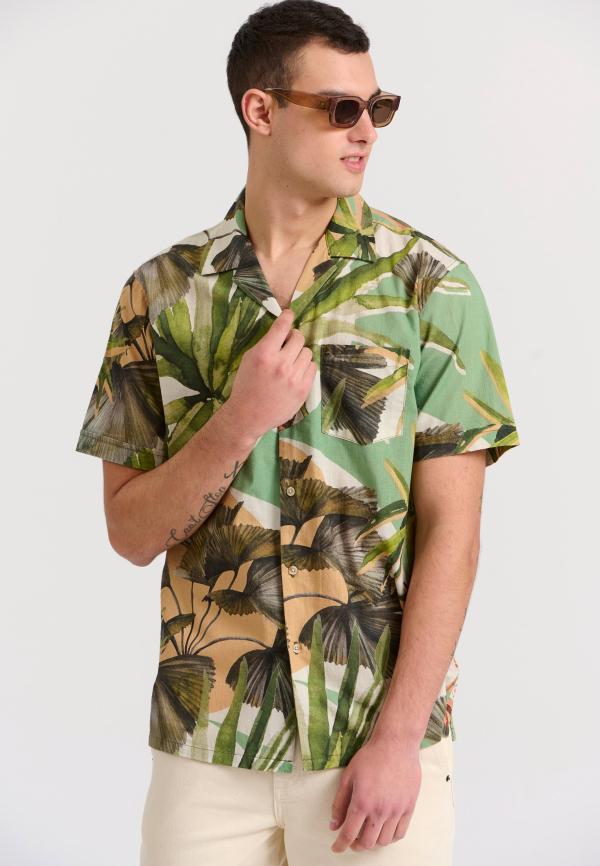 Relaxed fit εμπριμέ tropical πουκάμισο