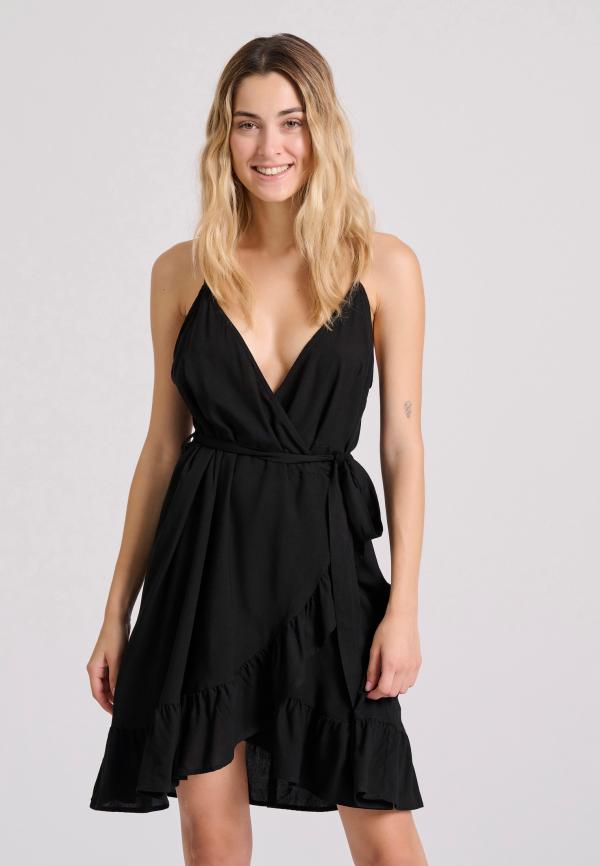 Mini κρουαζέ φόρεμα με βολάν