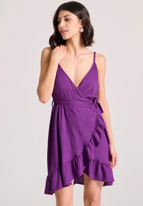 Mini κρουαζέ φόρεμα με βολάν