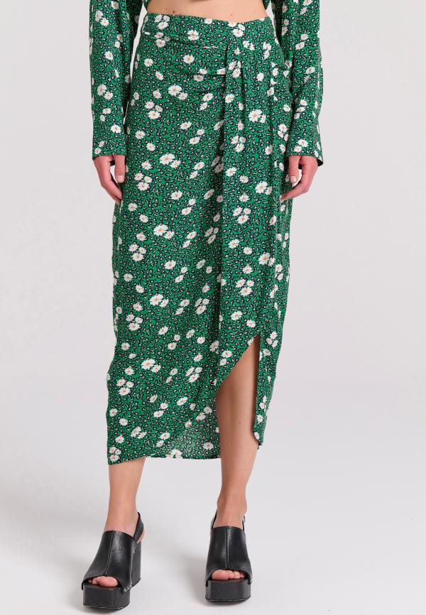 Μίντι κρουαζέ φούστα με all over τύπωμα