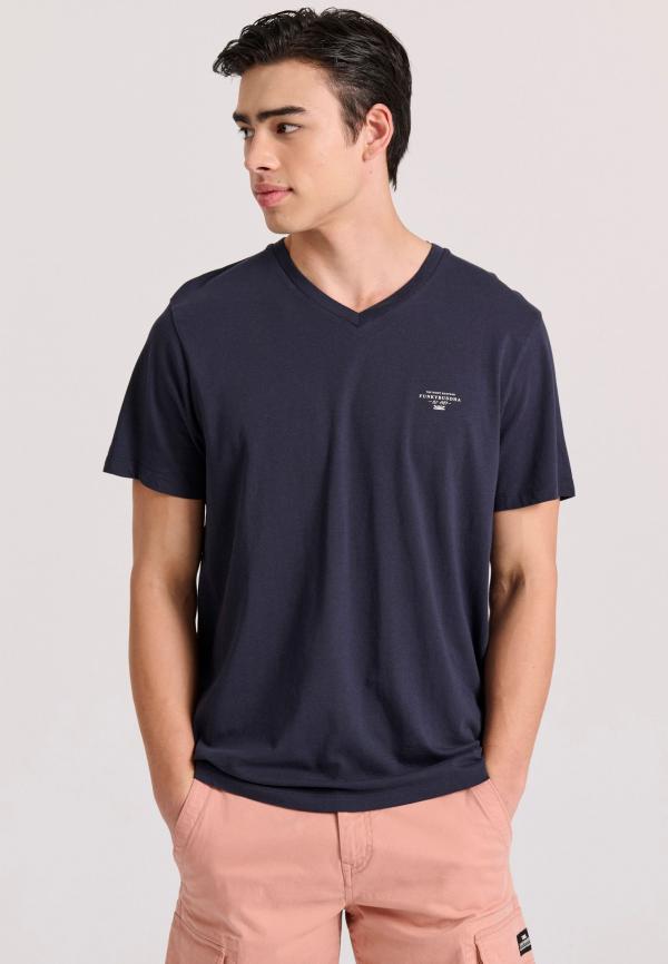 V-neck t-shirt με logo στο στήθος