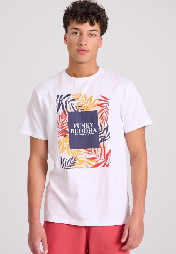 T-shirt με tropical frame τύπωμα