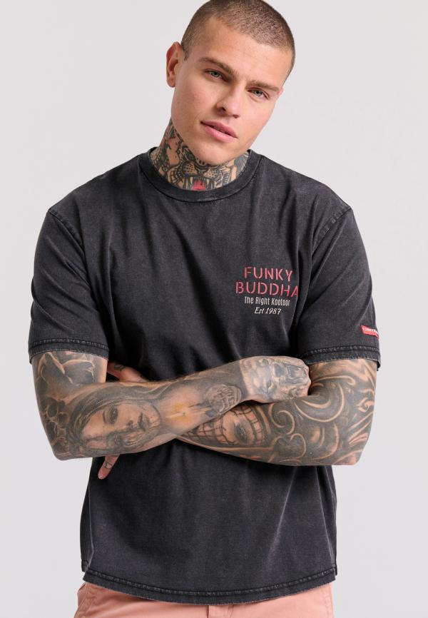 Relaxed fit garment dyed t-shirt με τύπωμα στη πλάτη