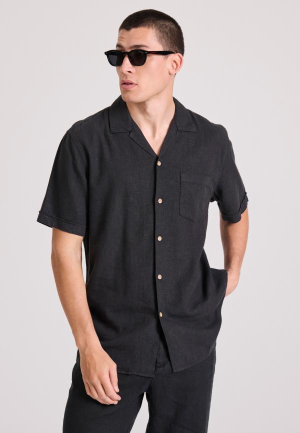 Relaxed fit πουκάμισο από λινό και τεχνητό μετάξι