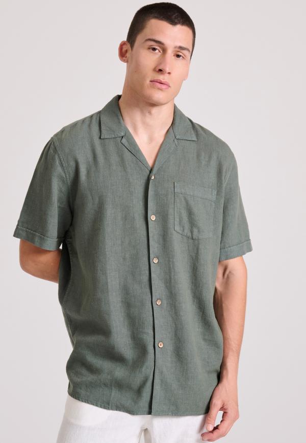 Relaxed fit πουκάμισο από λινό και τεχνητό μετάξι