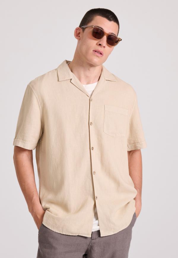 Relaxed fit πουκάμισο από λινό και τεχνητό μετάξι