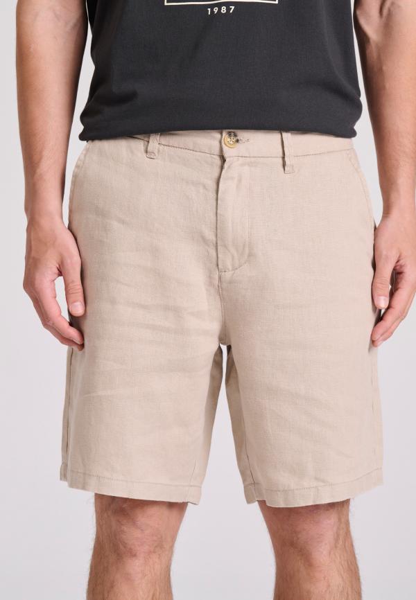 Comfort fit λινή chino βερμούδα