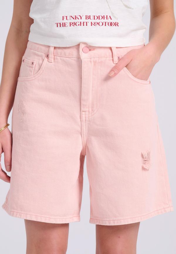 Γυναικεία loose fit garment dyed τζιν βερμούδα