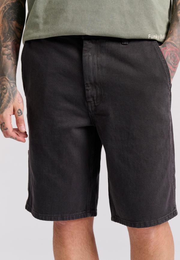 Garment dyed τζιν βερμούδα με τσέπες carpenter