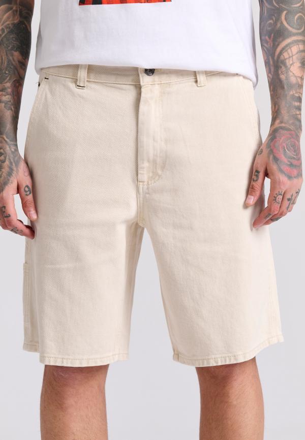 Garment dyed τζιν βερμούδα με τσέπες carpenter