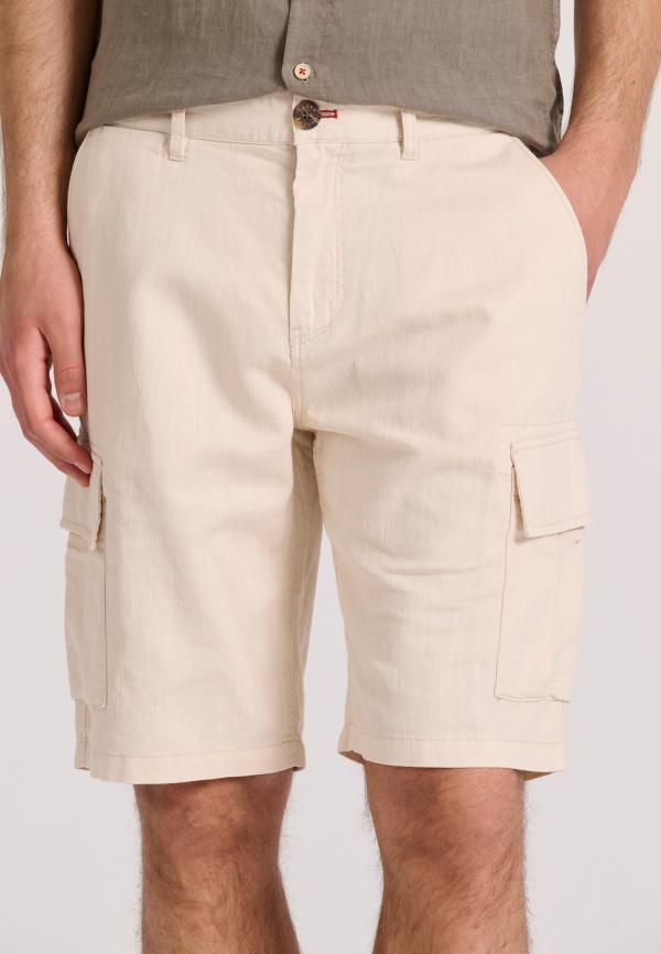 Relaxed fit linen blend cargo βερμούδα