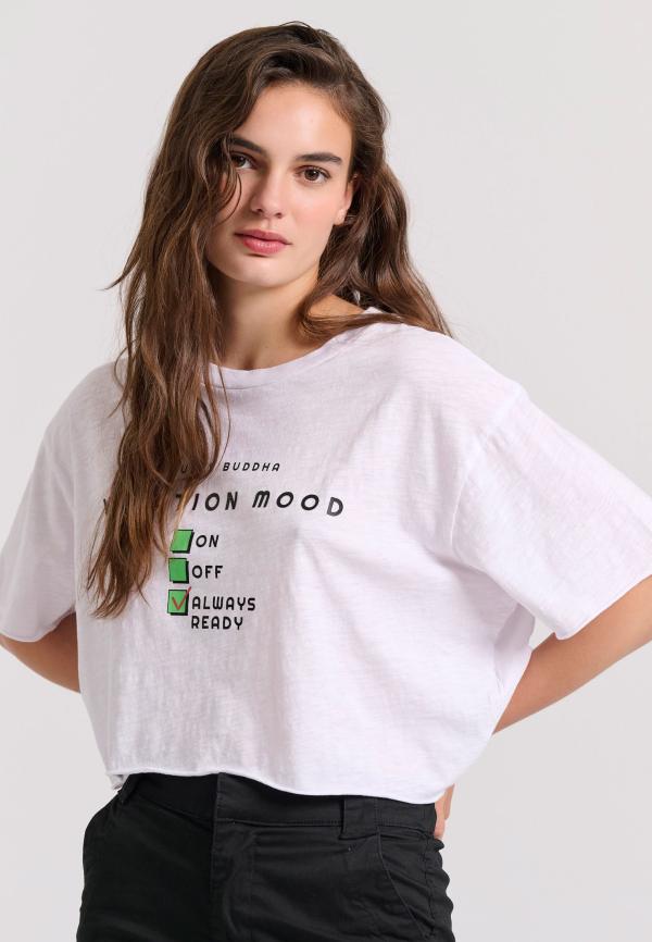 Loose fit cropped t-shirt με τύπωμα