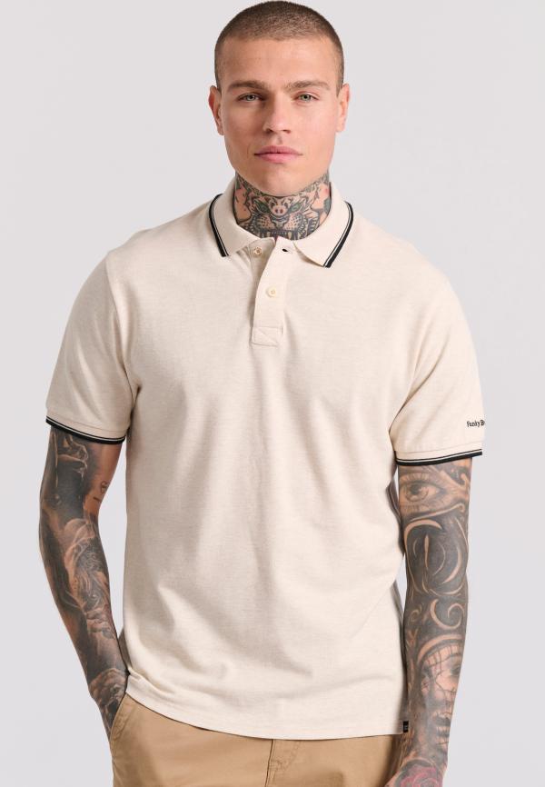 Μπλούζα polo σε μελανζέ ύφασμα