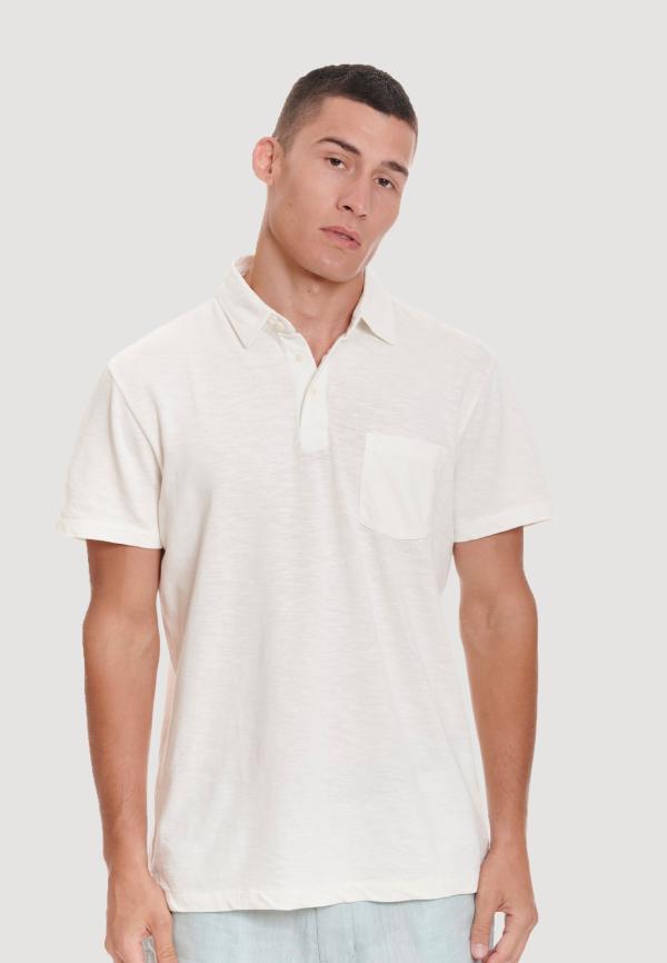 Garment dyed polo μπλούζα από φλάμα