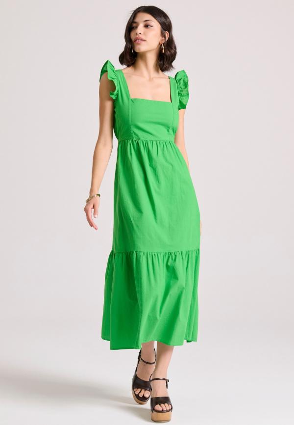 Μάξι φόρεμα με βολάν και φιόγκο στην πλάτη