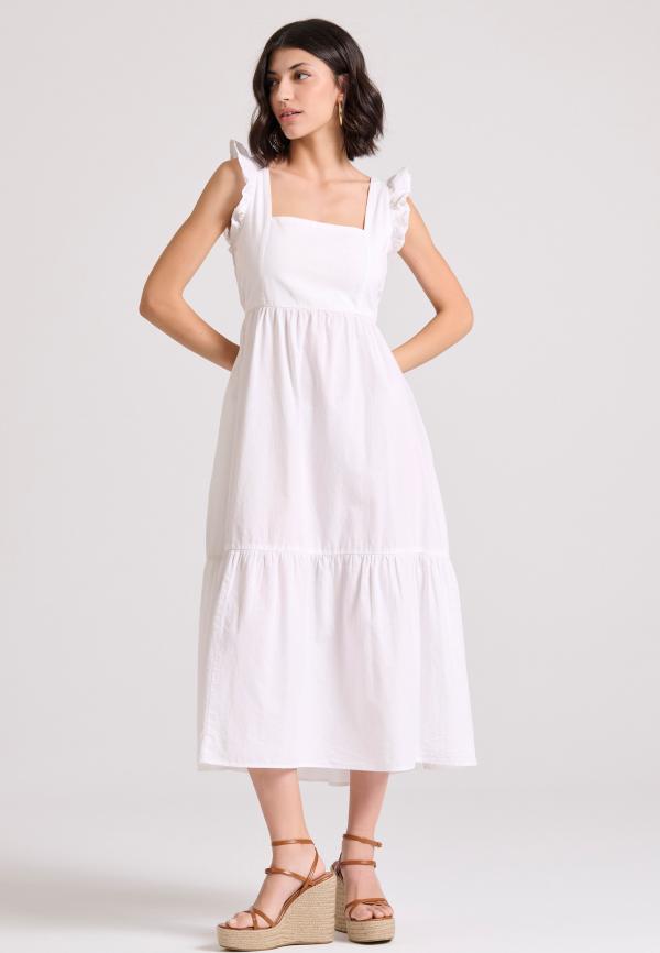 Μάξι φόρεμα με βολάν και φιόγκο στην πλάτη