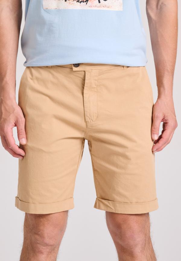 Garment dyed chino βερμούδα με ρεβέρ